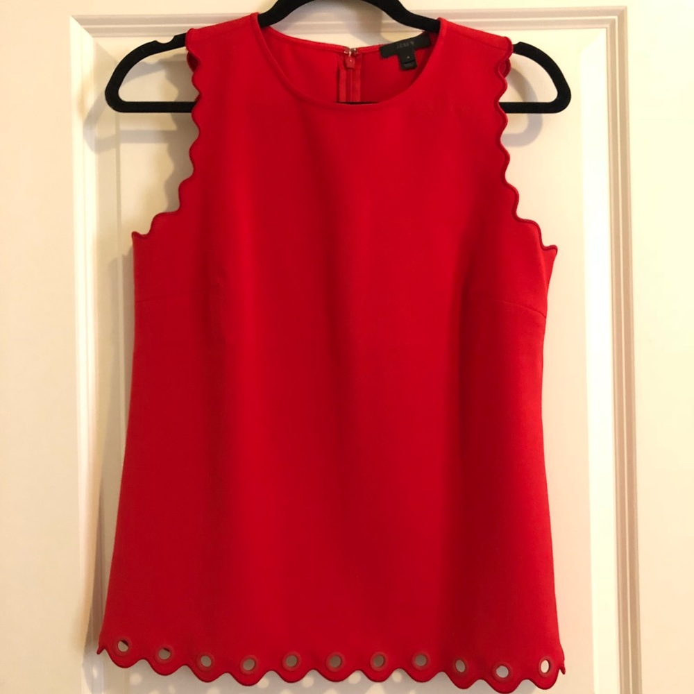 J.Crew Red Scallop Top